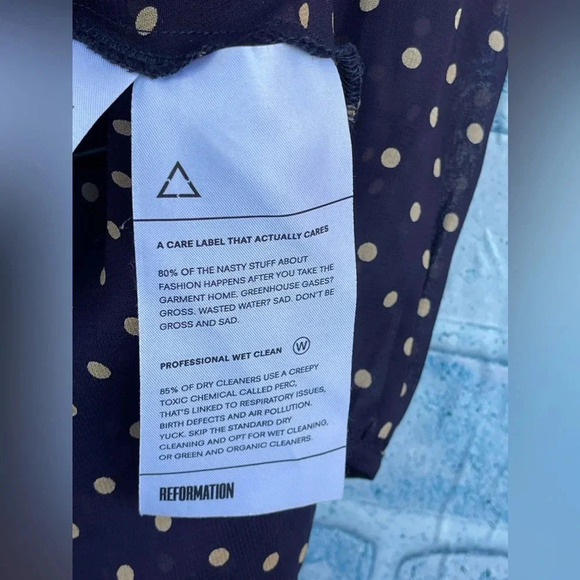 REFORMATION Viscose POLKA DOT Print V-BACK Balloon Sleeve WESTWOOD MINI Dress 0 - Picture 10 of 13